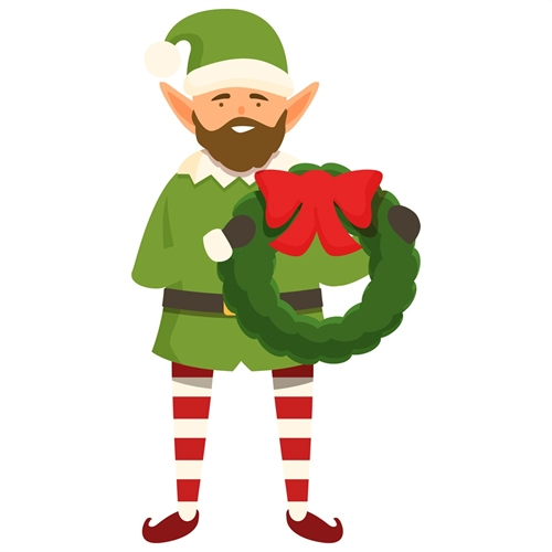 Christmas Decoration Elf with Wreath Sticker